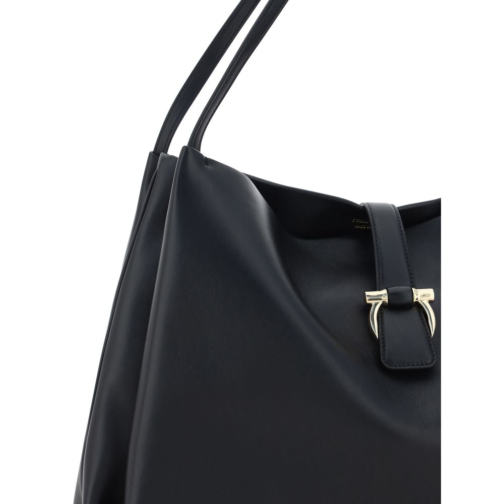 Ferragamo Black Calf Leather Bos Taurus Handbag
